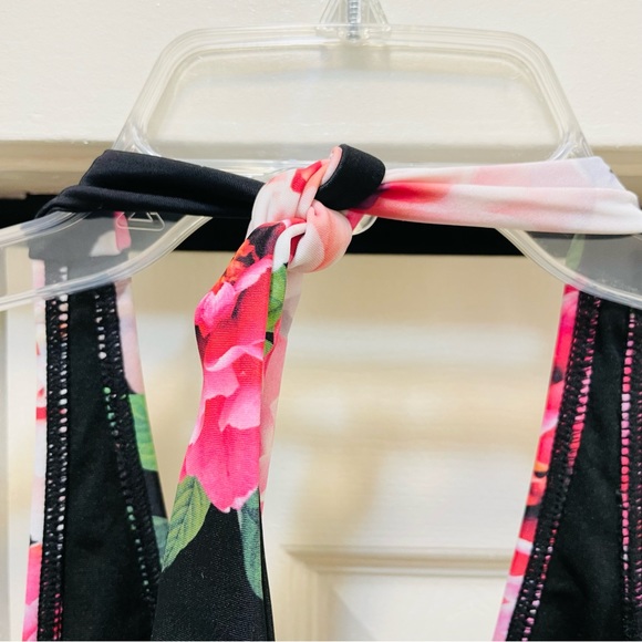 NWOT Ted Baker London Open Back Floral Halter One-Piece Swimsuit - Picture 4 of 8